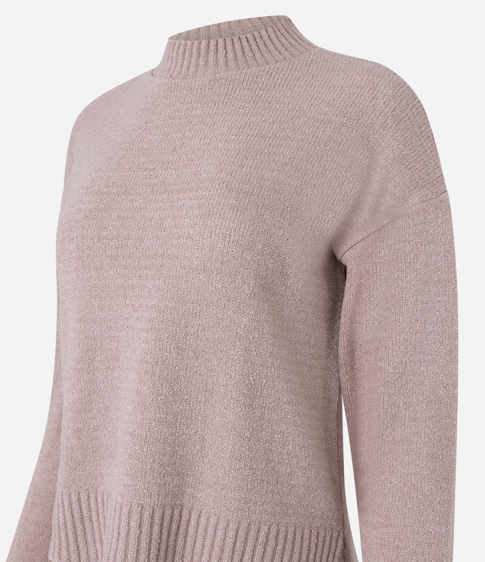 Suéter em Tricô Texturizado com Cava Deslocada Rosa Envelhecido 2