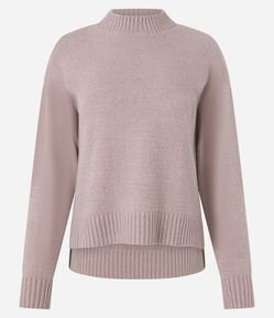 Suéter em Tricô Texturizado com Cava Deslocada