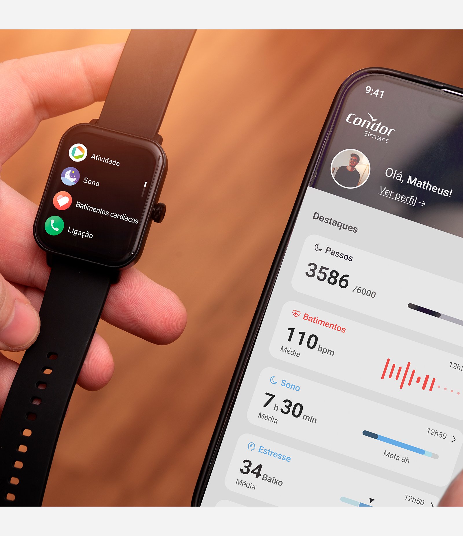 Relógio Smartwatch Unissex Condor Preto 9