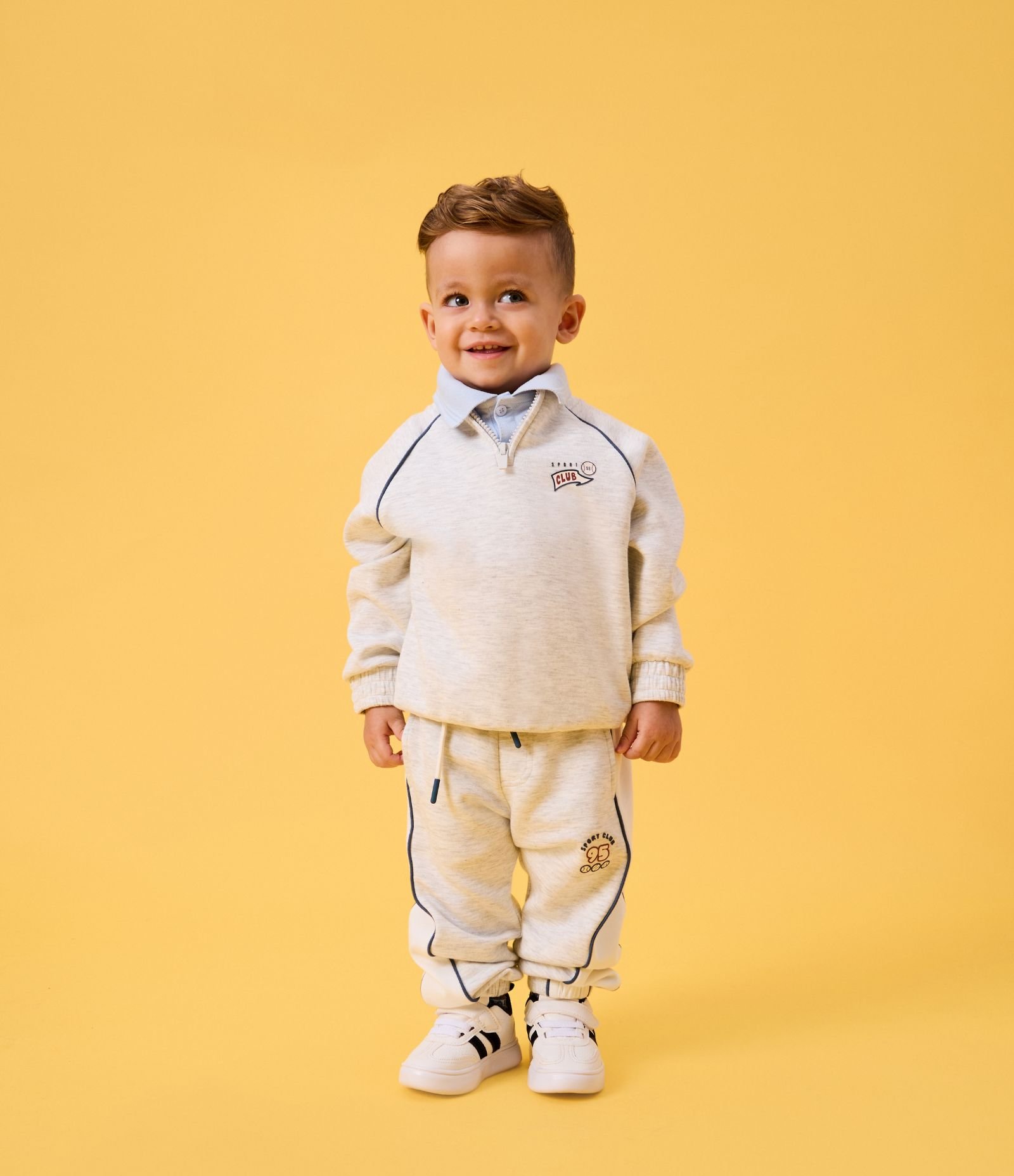 Casaco Infantil Com Meio Zíper E Estampa College - Tam 1 a 5 Anos Cinza 1