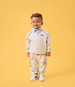 Casaco Infantil Com Meio Zíper E Estampa College - Tam 1 a 5 Anos