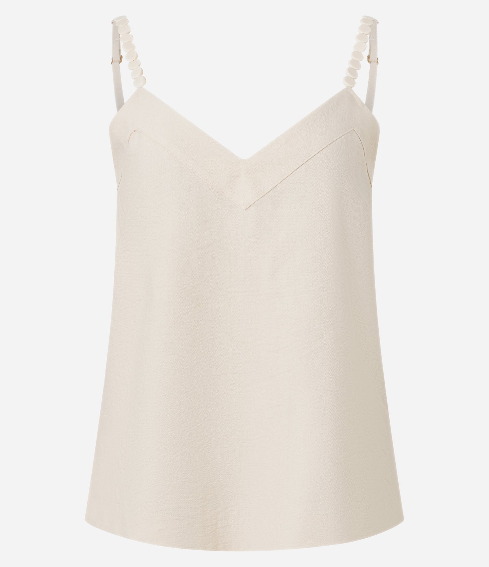 Blusa em Viscose com Decote V e Bolinhas na Alça Bege 5