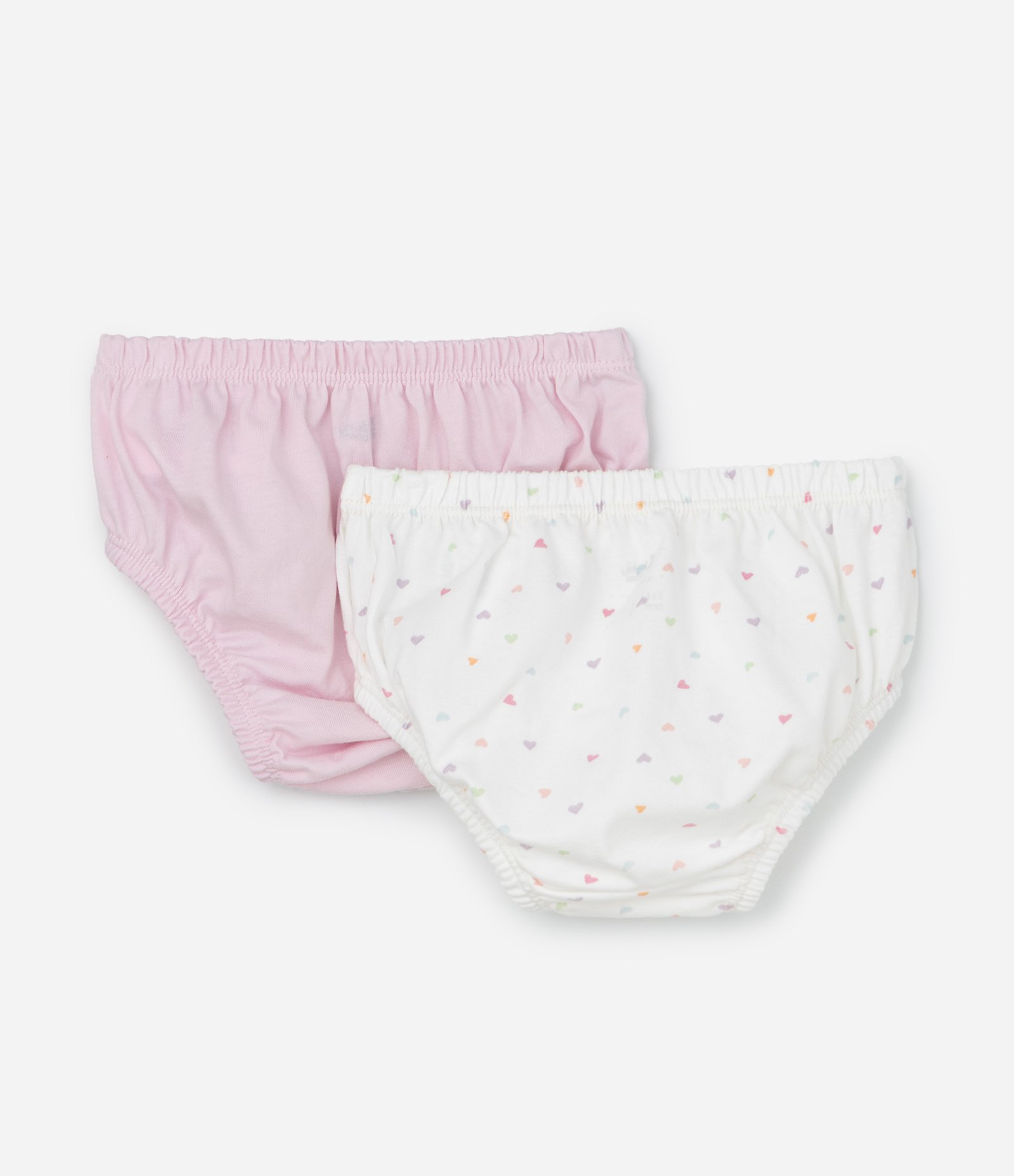 Kit 02 Calcinhas Infantis em Algodão Estampadas - Tam 0 a 12 Meses Rosa/Bege 2
