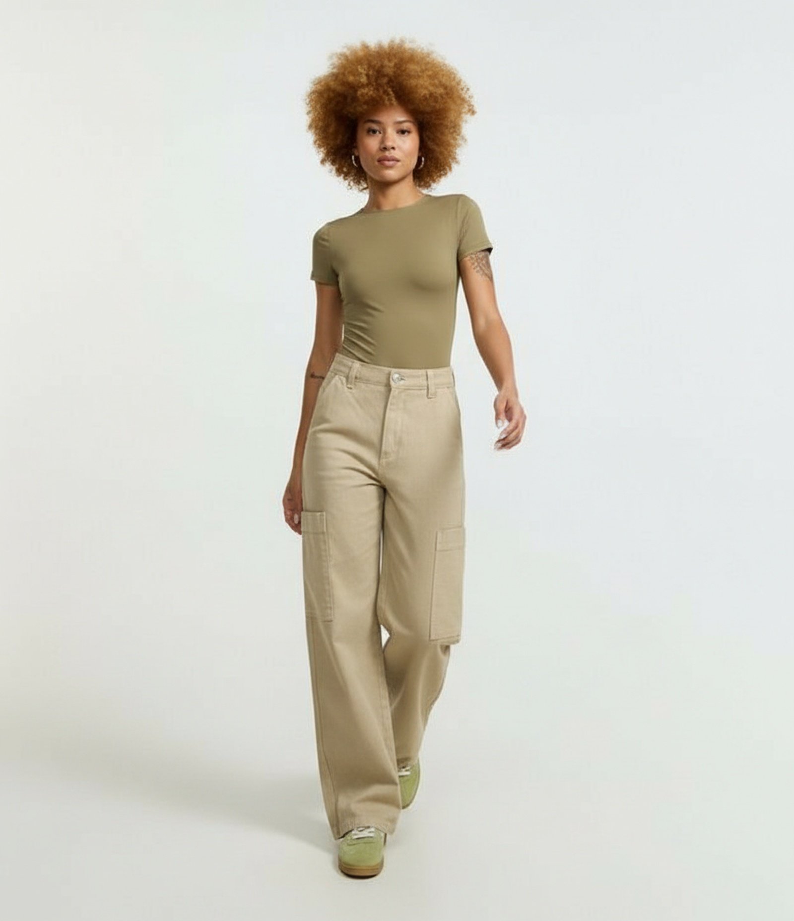 Body Básico em Poliamida com Mangas Curtas Verde 5