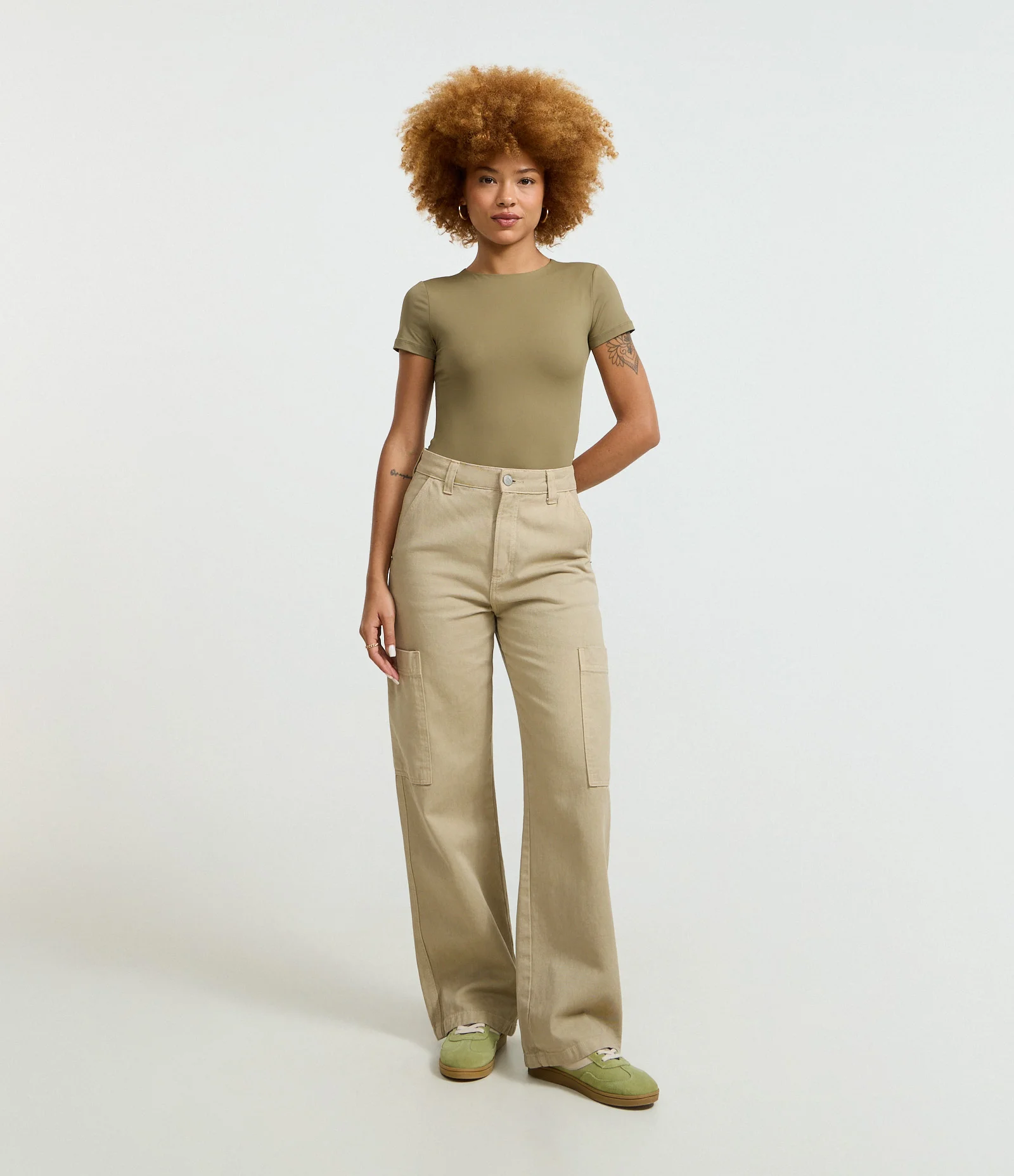 Body Básico em Poliamida com Mangas Curtas Verde 2