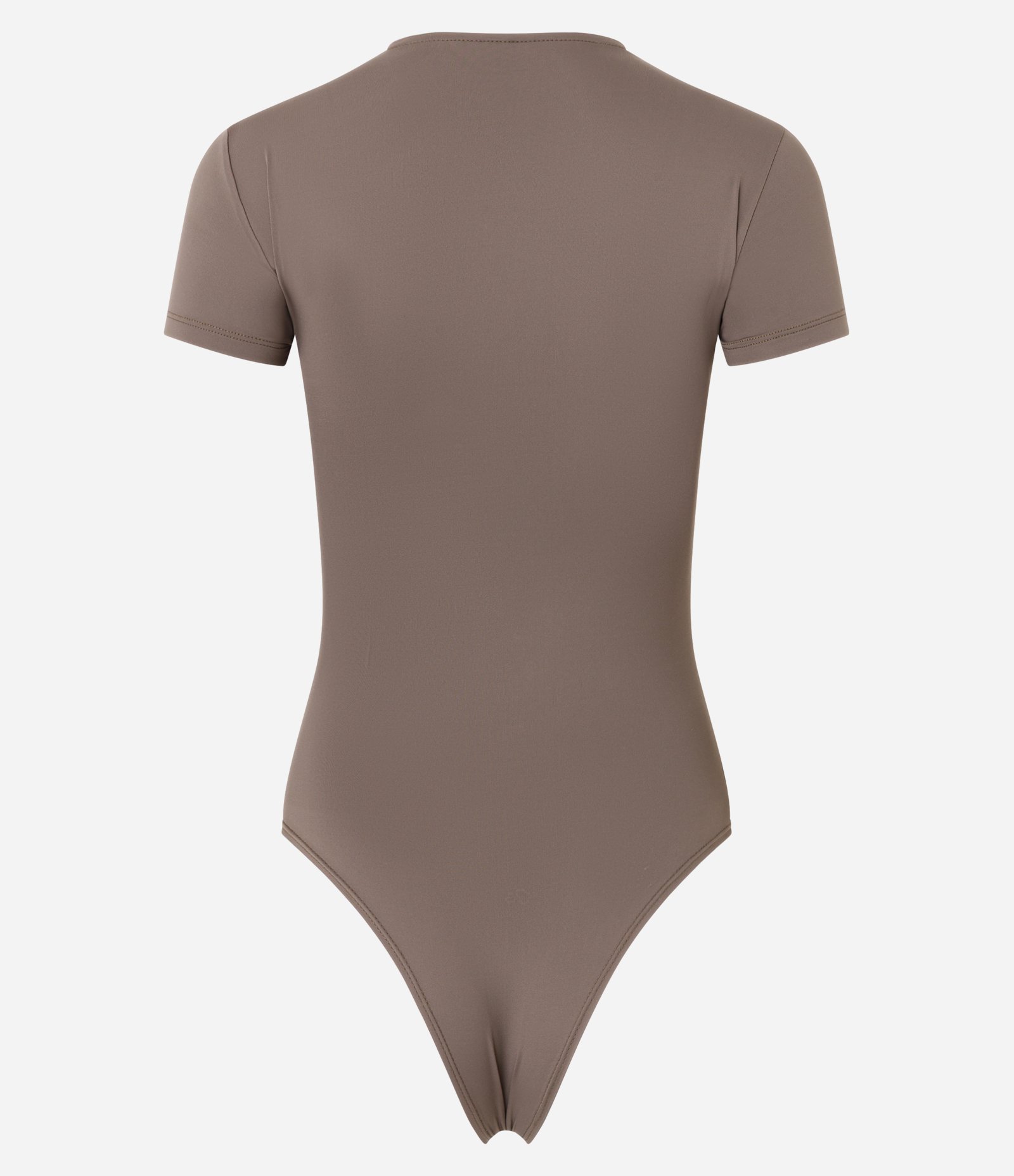 Body Básico em Poliamida com Mangas Curtas Taupe 4