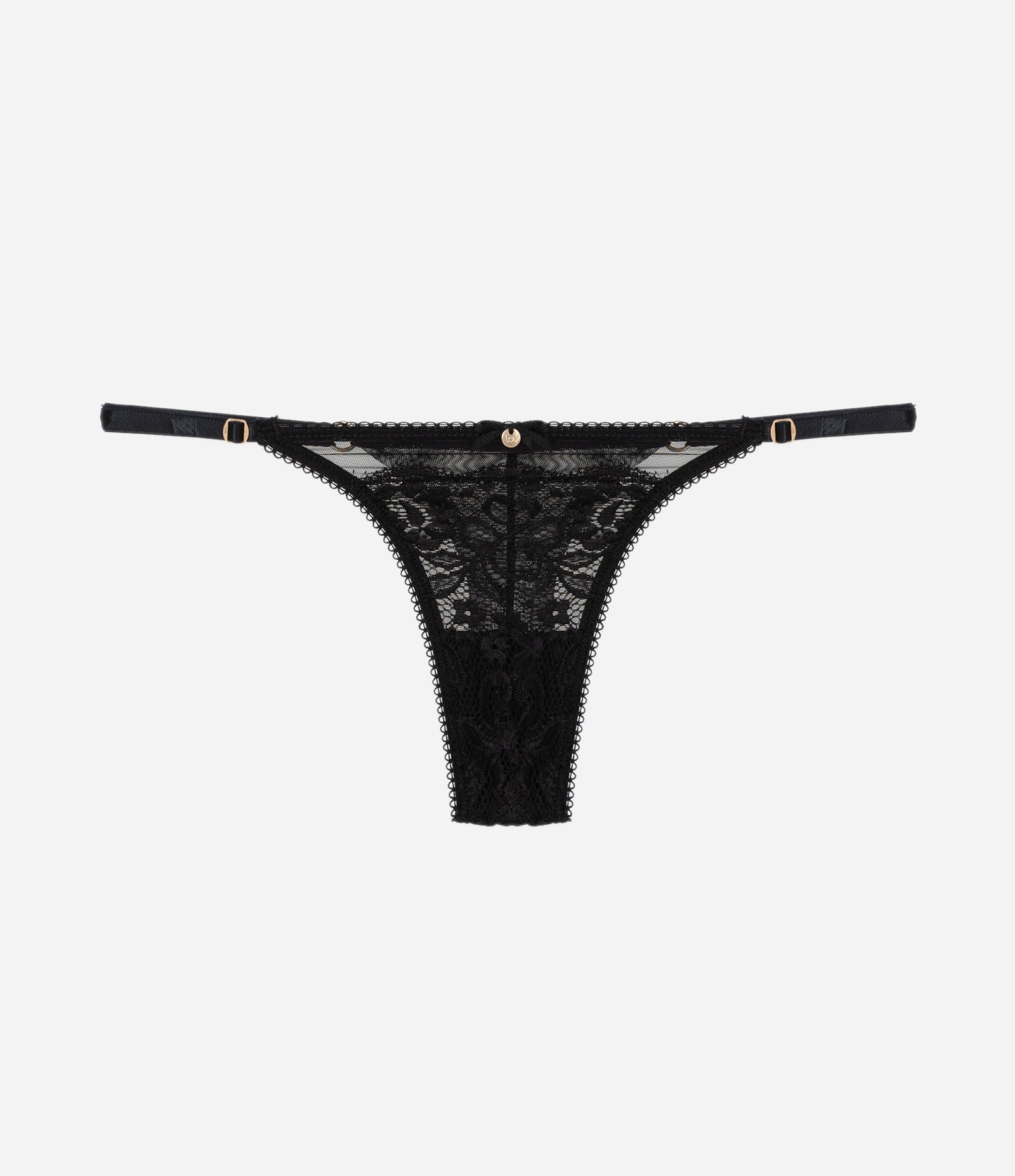 Calcinha String Fio Duplo em Renda Floral Preto 5
