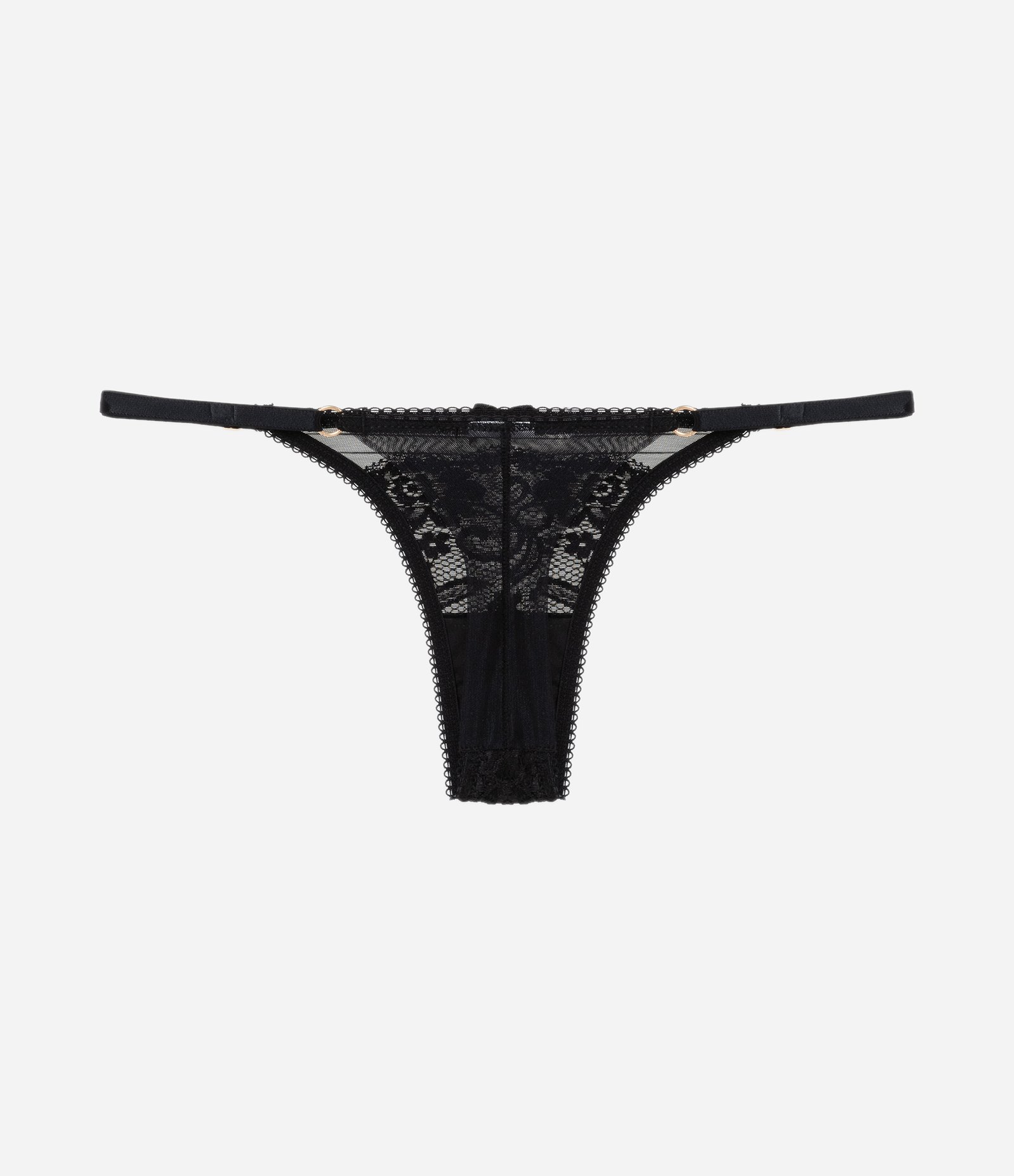 Calcinha String Fio Duplo em Renda Floral Preto 6