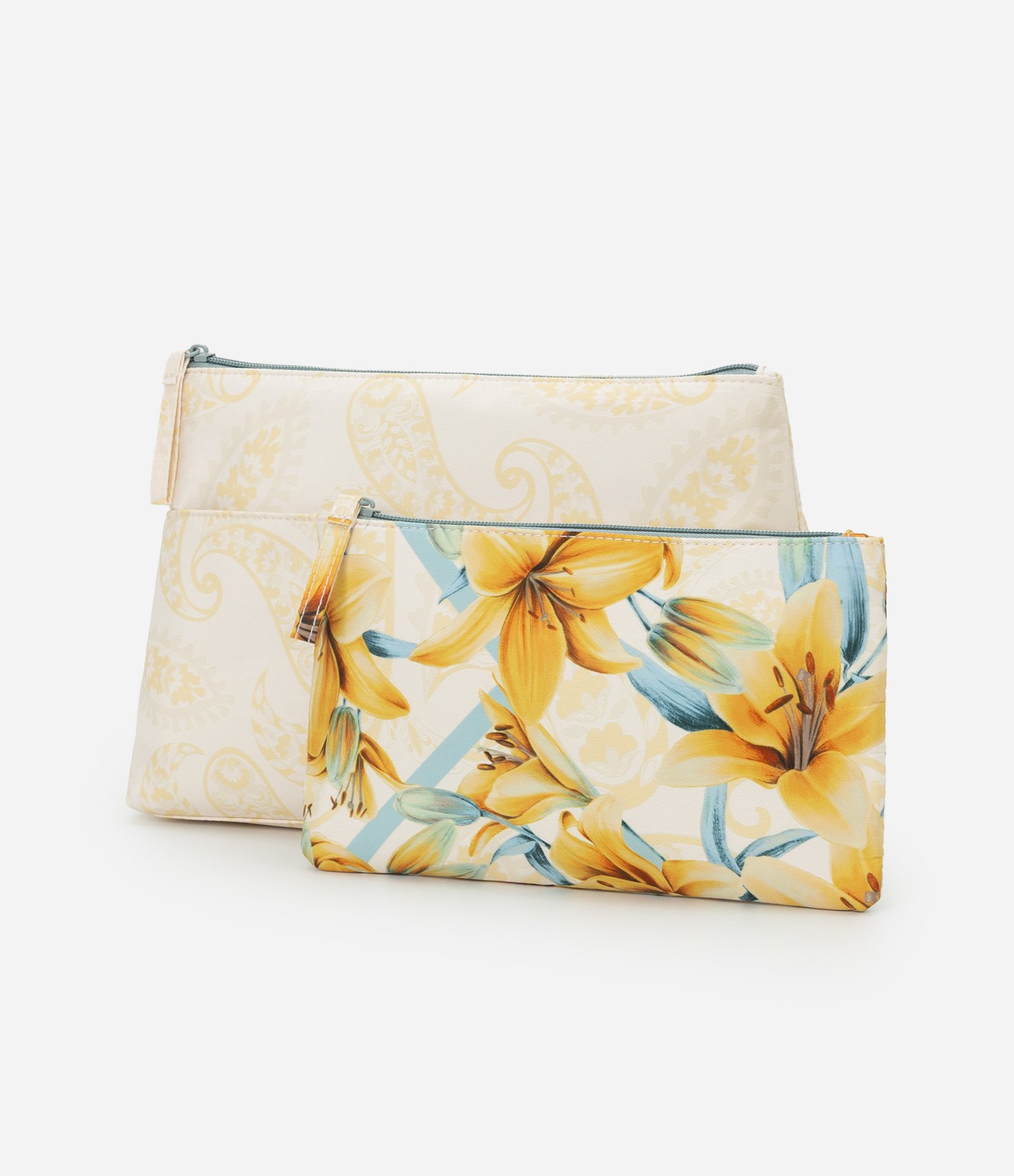 Kit 02 Necessaire com Estampa Floral Amarelo 4