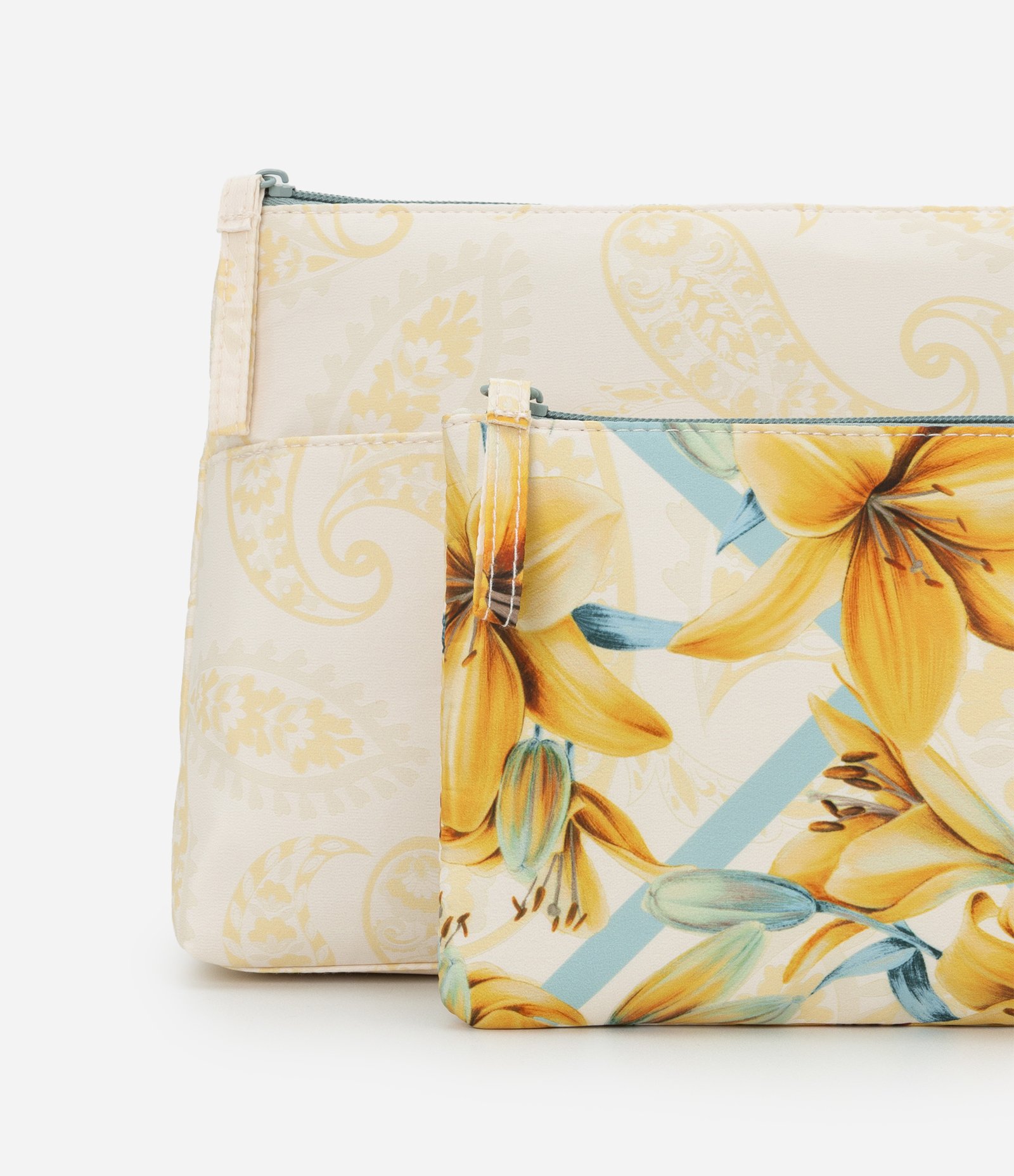 Kit 02 Necessaire com Estampa Floral Amarelo 7