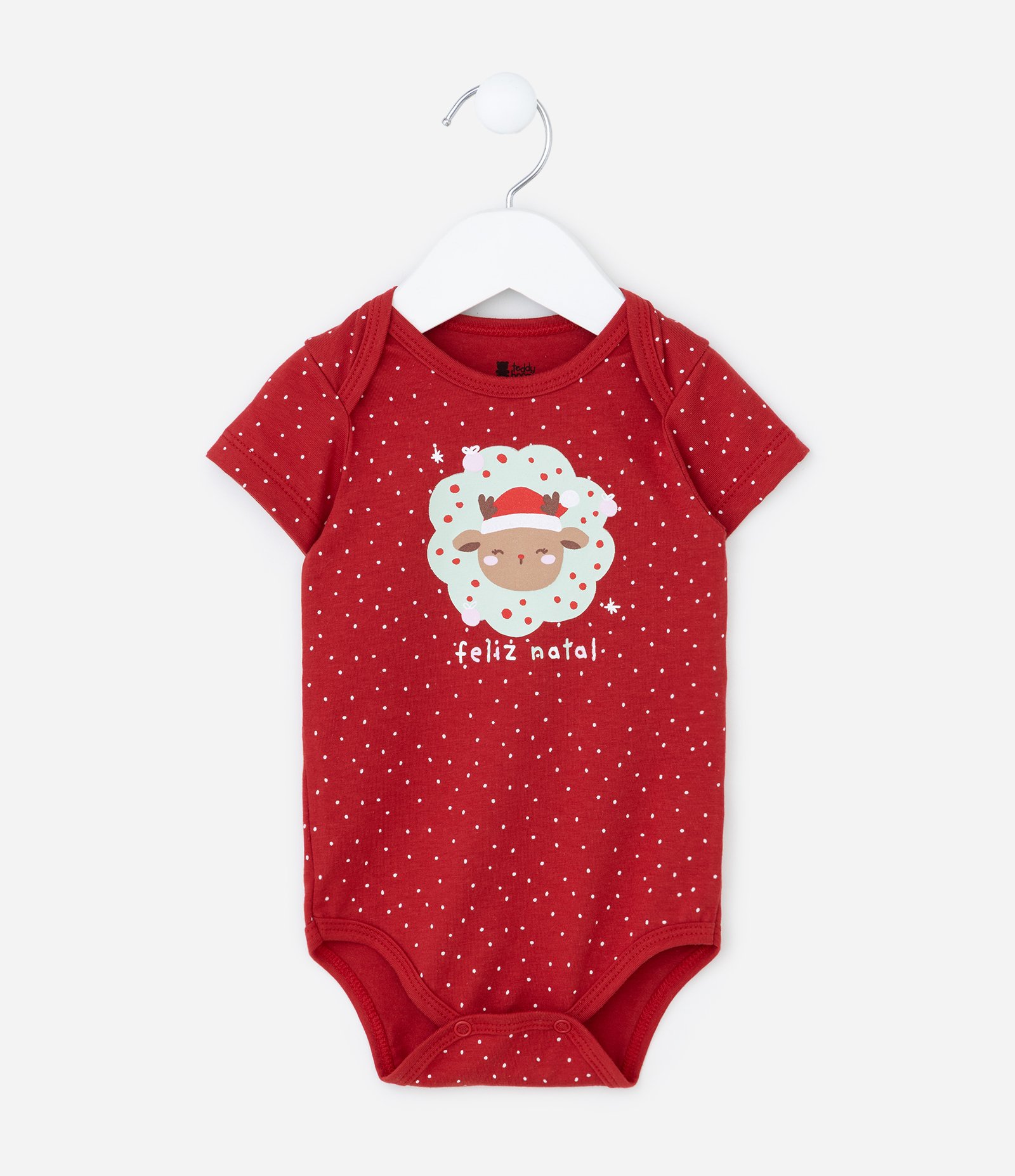 Body Infantil com Estampa Rena de Natal - Tam RN a 18 meses Vermelho 2