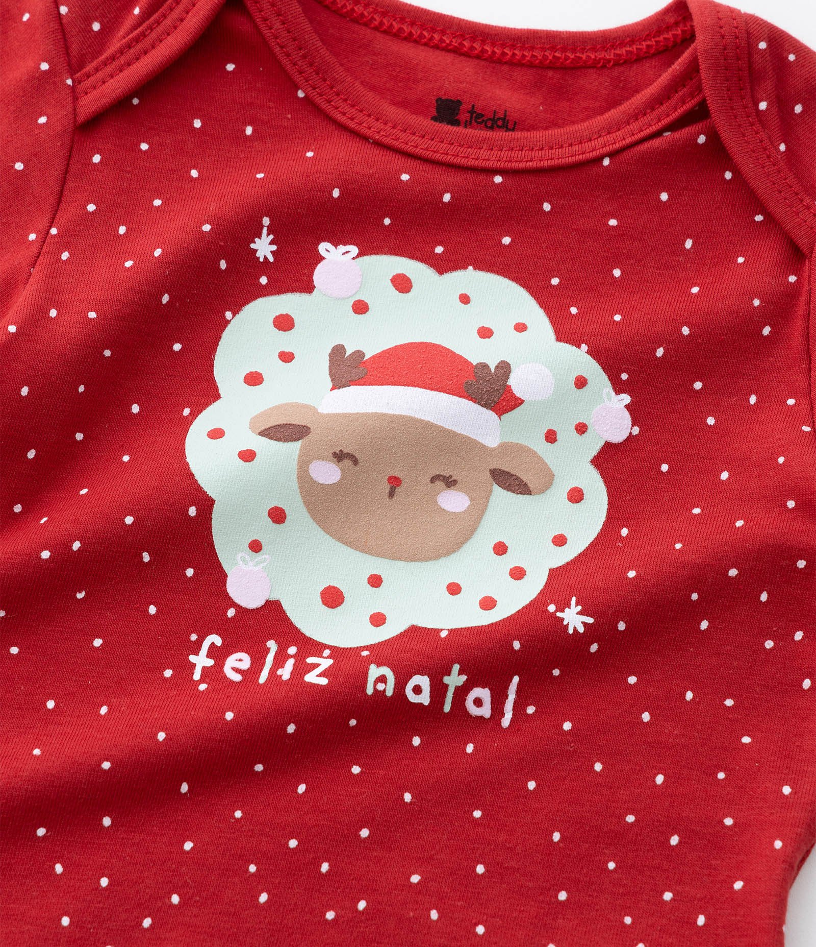 Body Infantil com Estampa Rena de Natal - Tam RN a 18 meses Vermelho 7