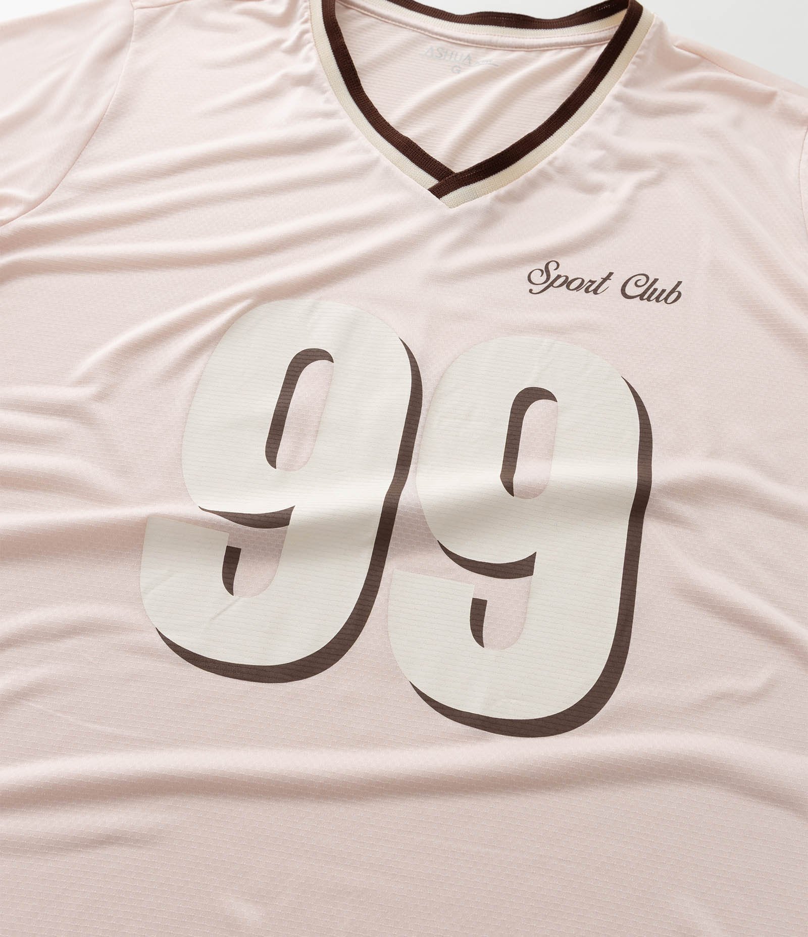 Camiseta Oversized Esportiva com Gola V Retilínea Curve & Plus Size Rosa Claro 9