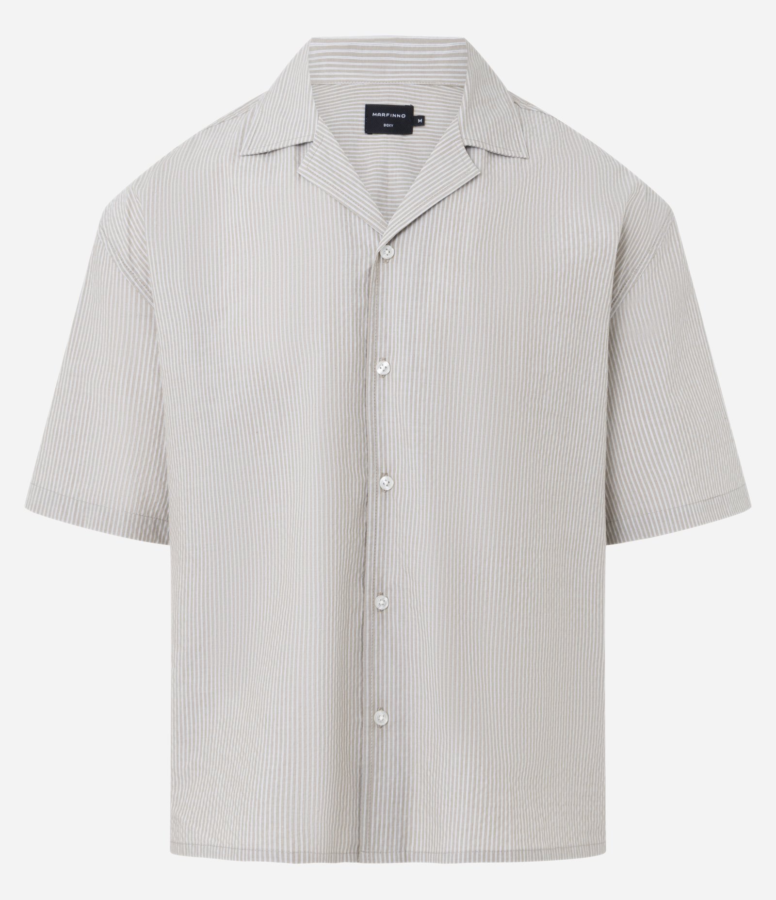 Camisa Boxy em Algodão com Textura e Listras Fio Tinto Verde Claro 1
