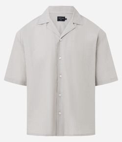 Camisa Boxy em Algodão com Textura e Listras Fio Tinto