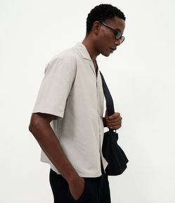 Camisa Boxy em Algodão com Textura e Listras Fio Tinto