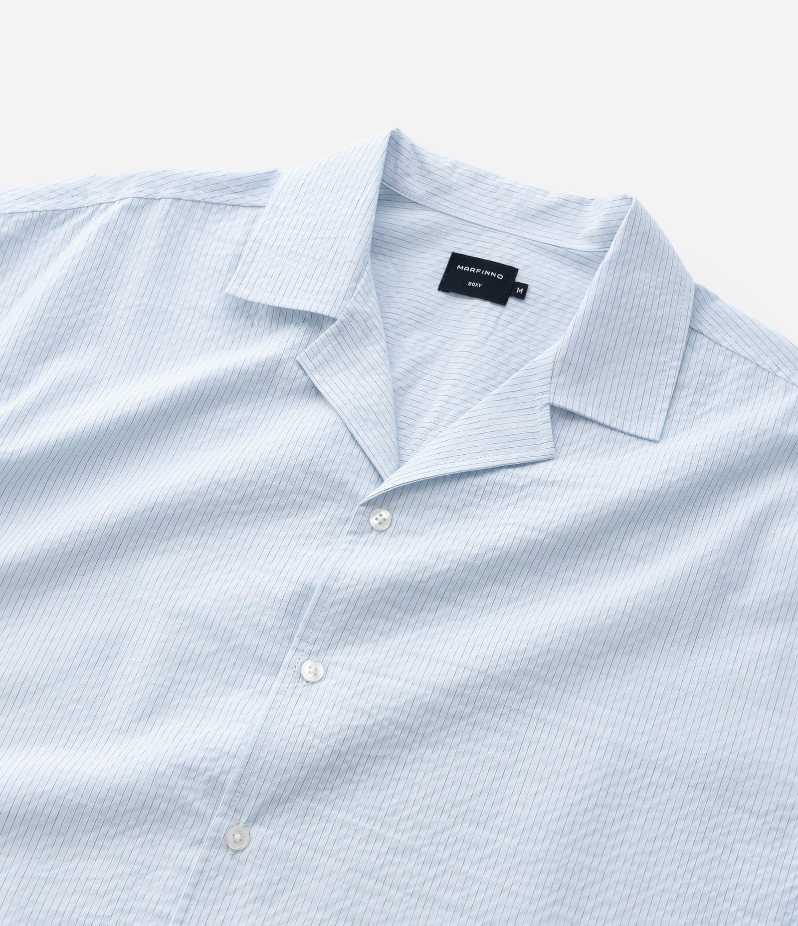 Camisa Boxy em Algodão com Textura e Listras Fio Tinto Cinza Claro 3