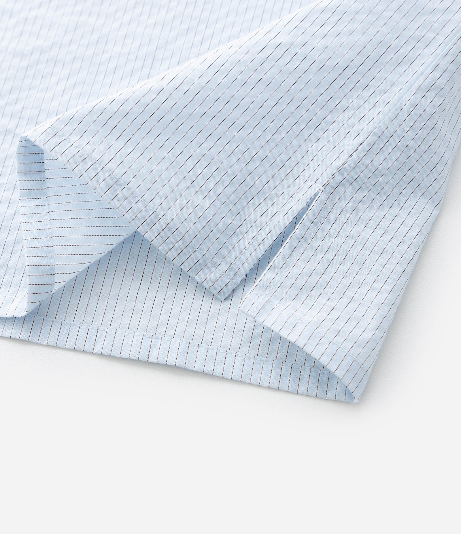 Camisa Boxy em Algodão com Textura e Listras Fio Tinto Cinza Claro 5