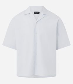 Camisa Boxy em Algodão com Textura e Listras Fio Tinto