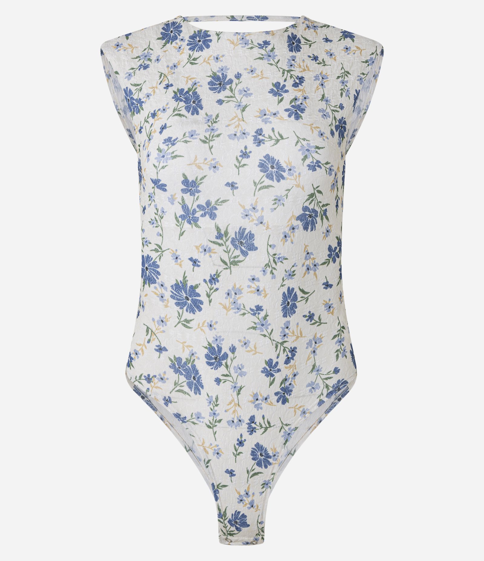 Body em Anarruga com Estampa Floral Liberty e Franzido Lateral Branco/Azul 5