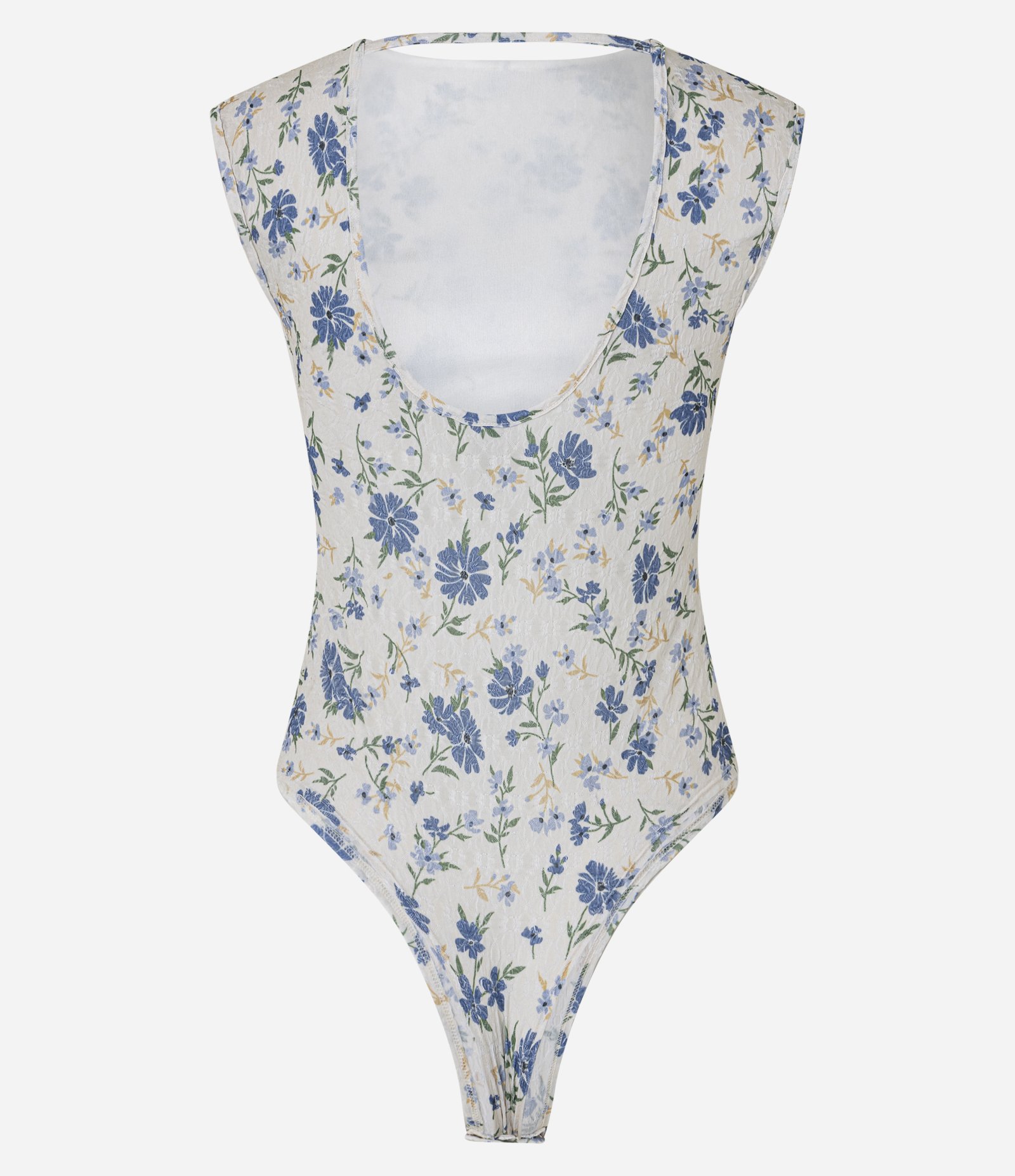 Body em Anarruga com Estampa Floral Liberty e Franzido Lateral Branco/Azul 7