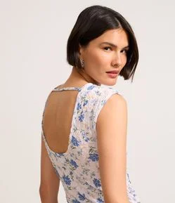 Body em Anarruga com Estampa Floral Liberty e Franzido Lateral