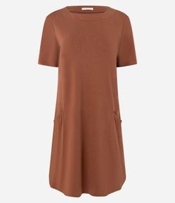 Vestido T-shirt Curto em Viscose com Bolsos Laterais