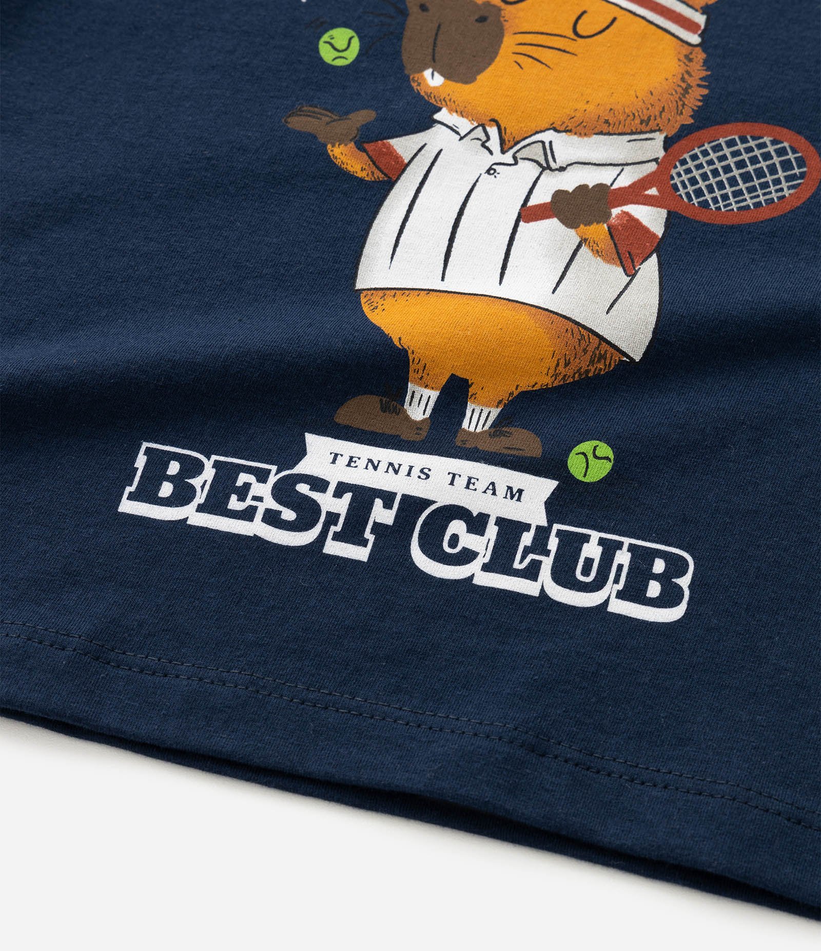 Camiseta Infantil com Estampa Capivara Tenista - Tam 1 a 6 Anos Azul 4