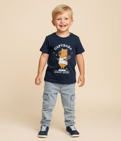 Camiseta Infantil com Estampa Capivara Tenista - Tam 1 a 6 Anos
