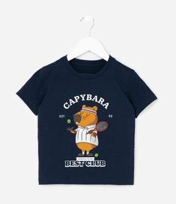Camiseta Infantil com Estampa Capivara Tenista - Tam 1 a 6 Anos