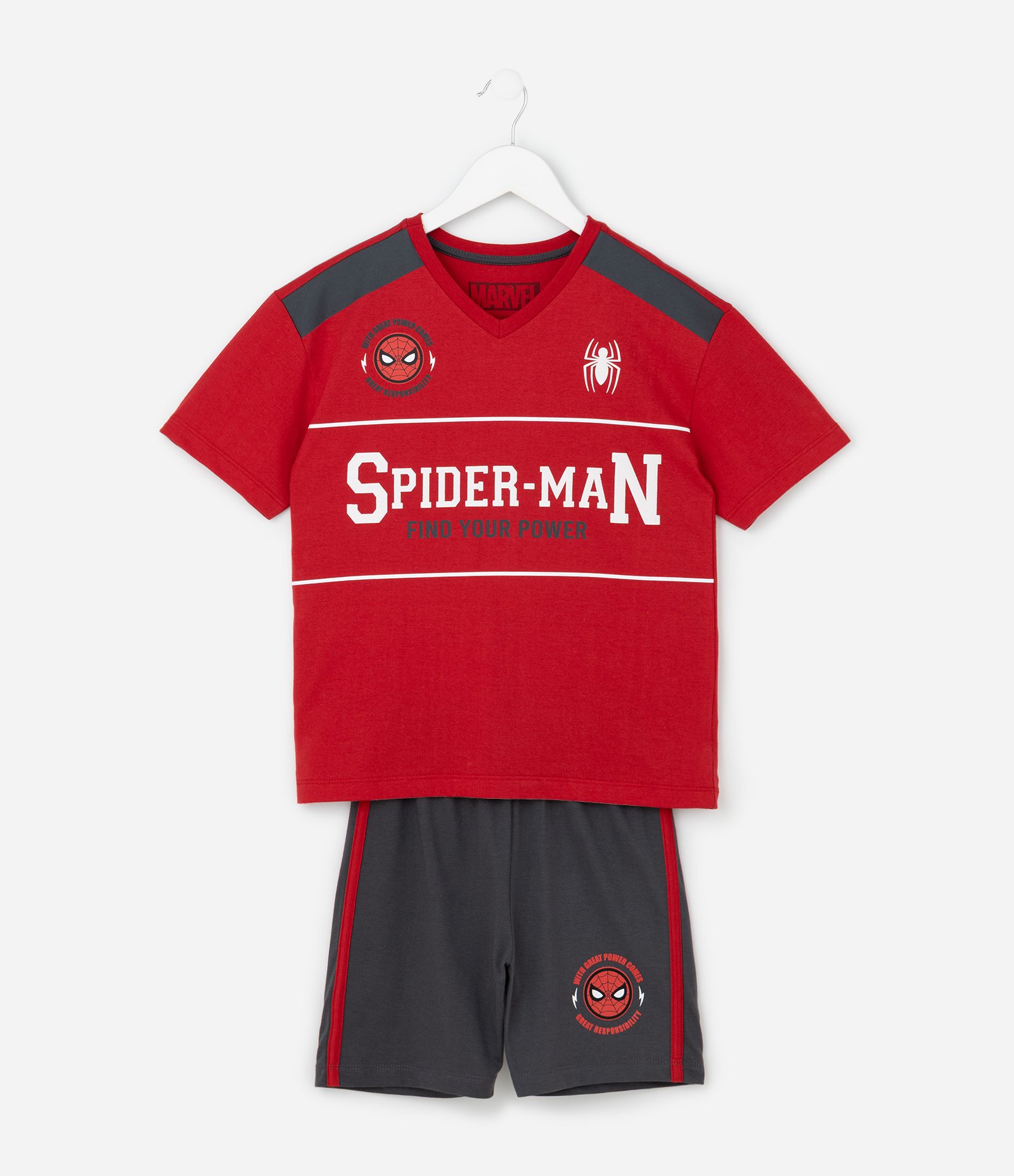 Pijama Infantil Curto Em Algodão com Estampa Spider-Man - Tam 4 a 12 Anos Vermelho 1