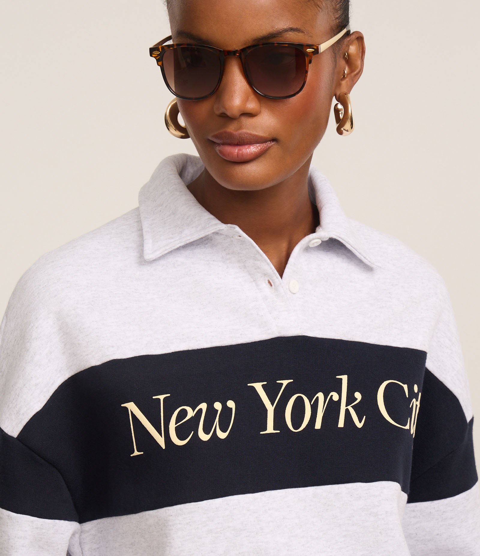 Casaco em Moletom com Lettering e Listras Cinza 3