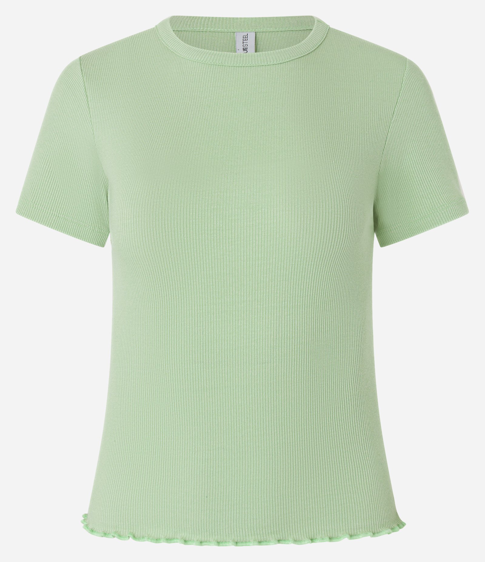 Blusa Básica Texturizada em Viscose com Acabamento Frufru Verde Claro 6