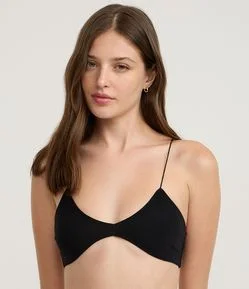 Sutiã Top em Tule Com Alças Finas Cruzadas