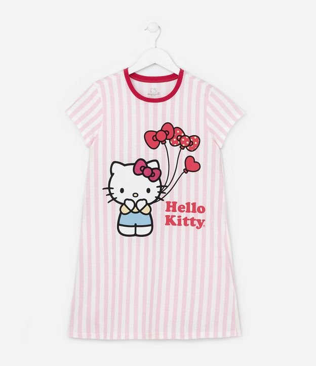 Camisola Infantil com Estampa e Lettering Hello Kitty - Tam 5 a 14 Anos