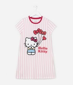 Camisola Infantil com Estampa e Lettering Hello Kitty - Tam 5 a 14 Anos