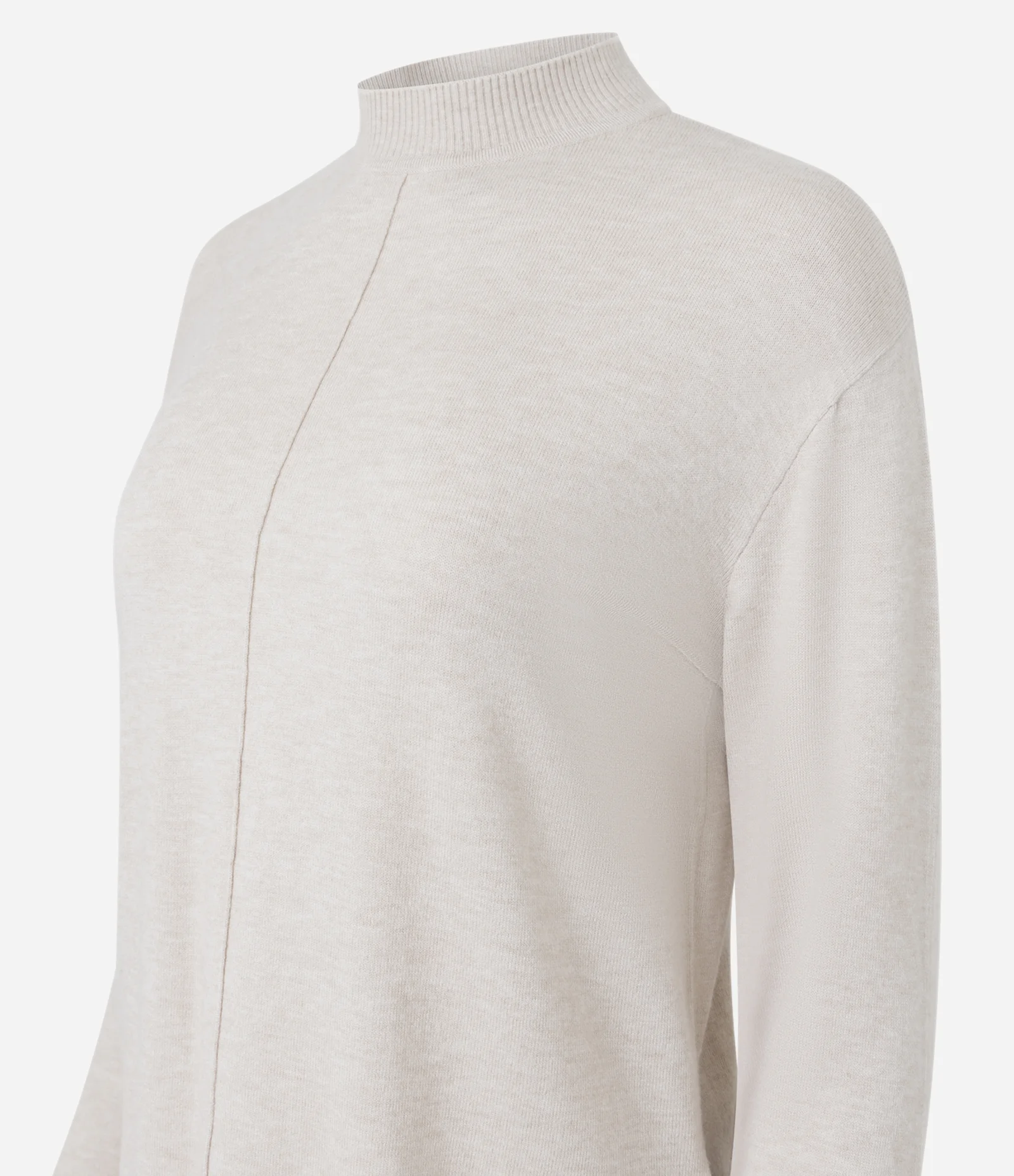 Suéter em Tricô com Gola Alta e Nervura Frontal Bege 2