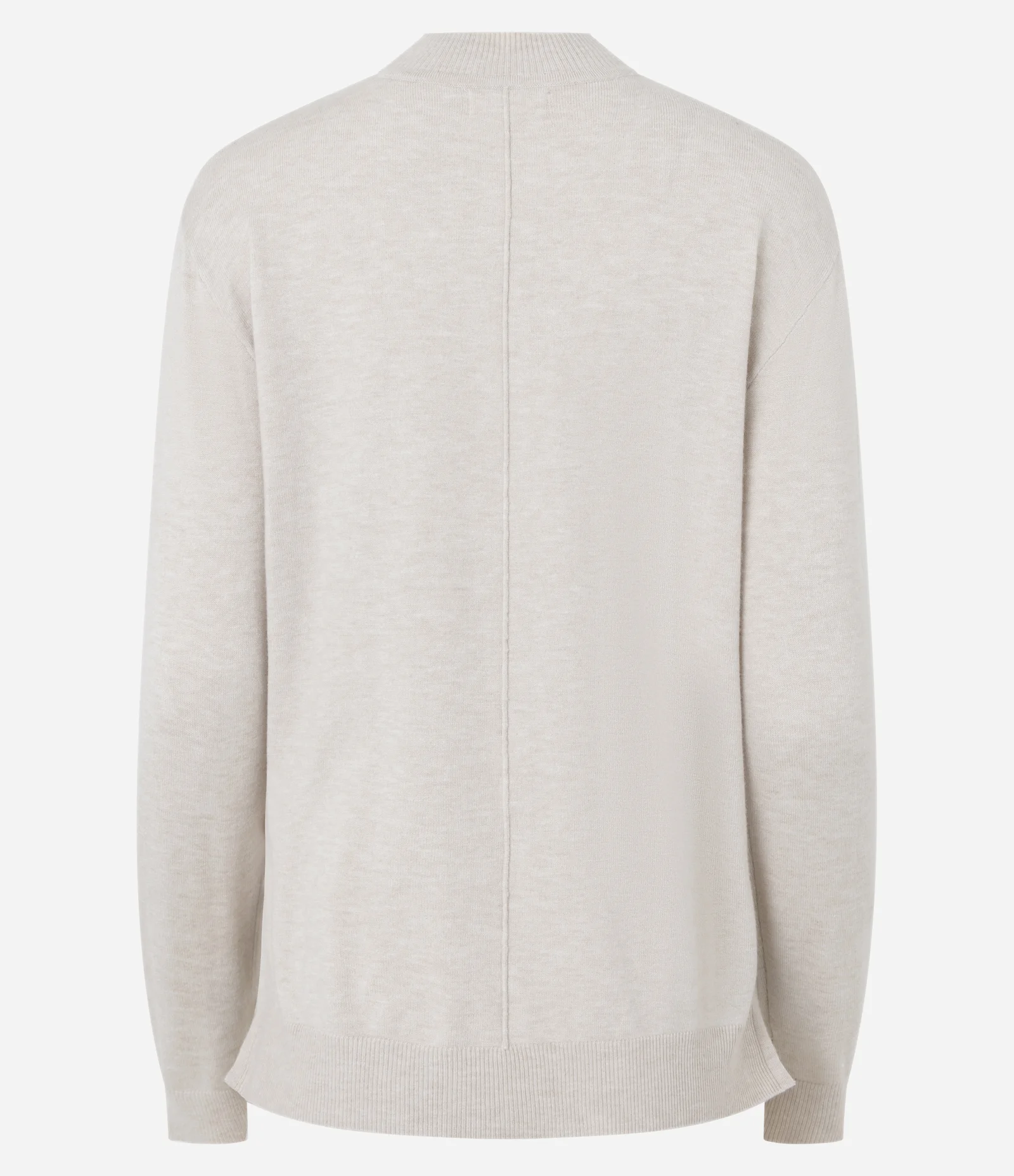 Suéter em Tricô com Gola Alta e Nervura Frontal Bege 3