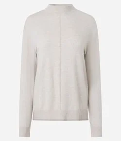 Suéter em Tricô com Gola Alta e Nervura Frontal