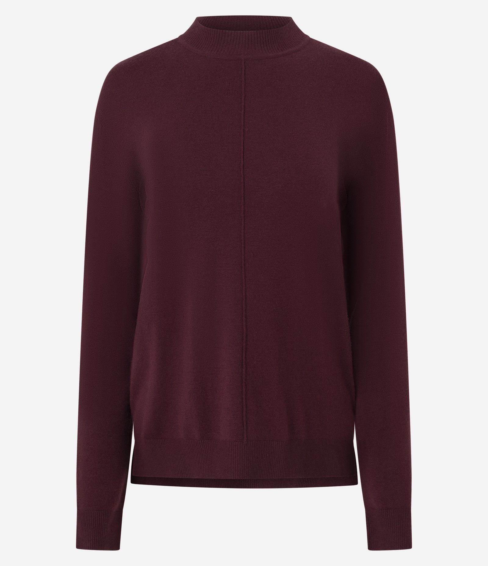 Suéter em Tricô com Gola Alta e Nervura Frontal Vinho 1