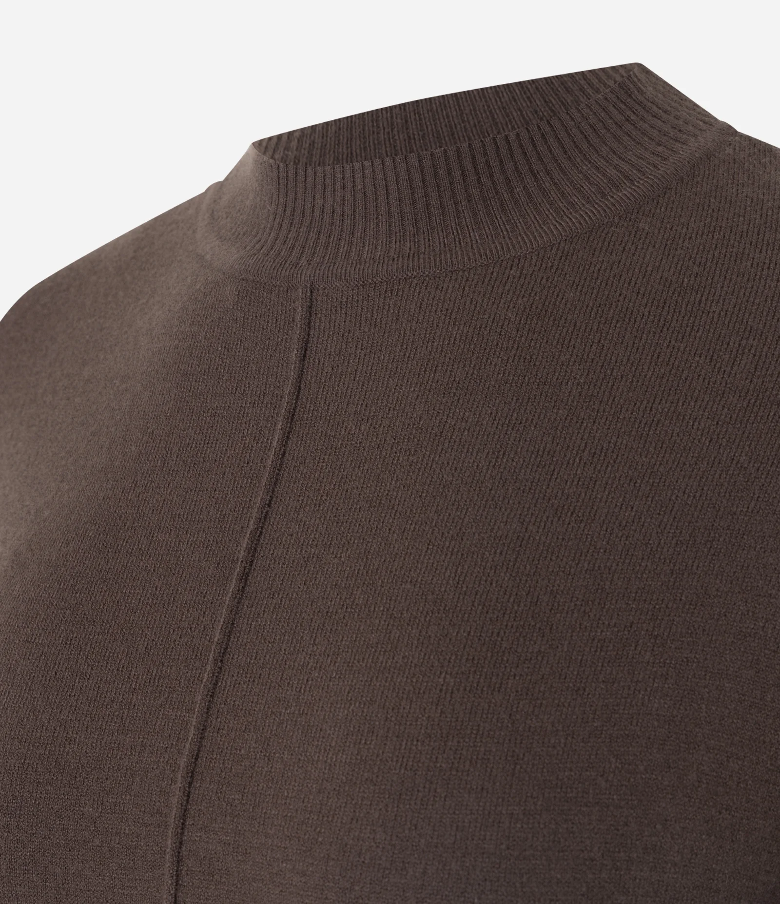 Suéter em Tricô com Gola Alta e Nervura Frontal Marrom 2