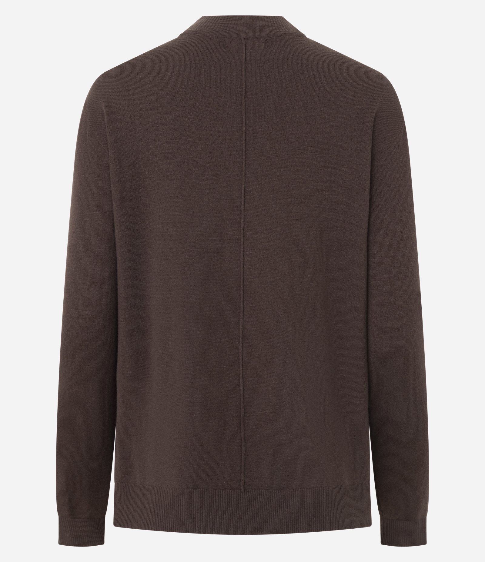 Suéter em Tricô com Gola Alta e Nervura Frontal Marrom 3