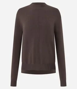 Suéter em Tricô com Gola Alta e Nervura Frontal