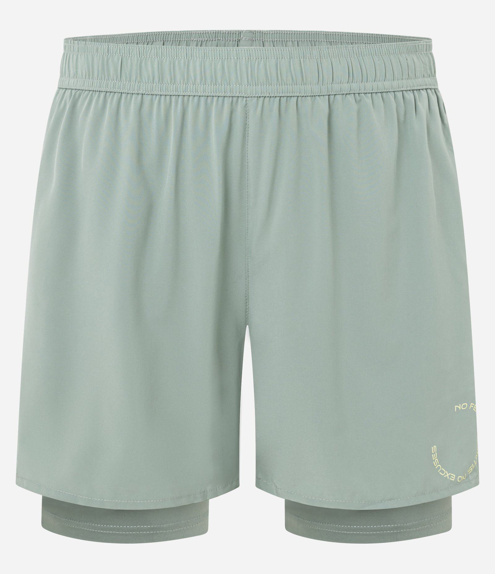 Bermuda Esportiva com Short de Compressão e Estampa lettering Verde 1