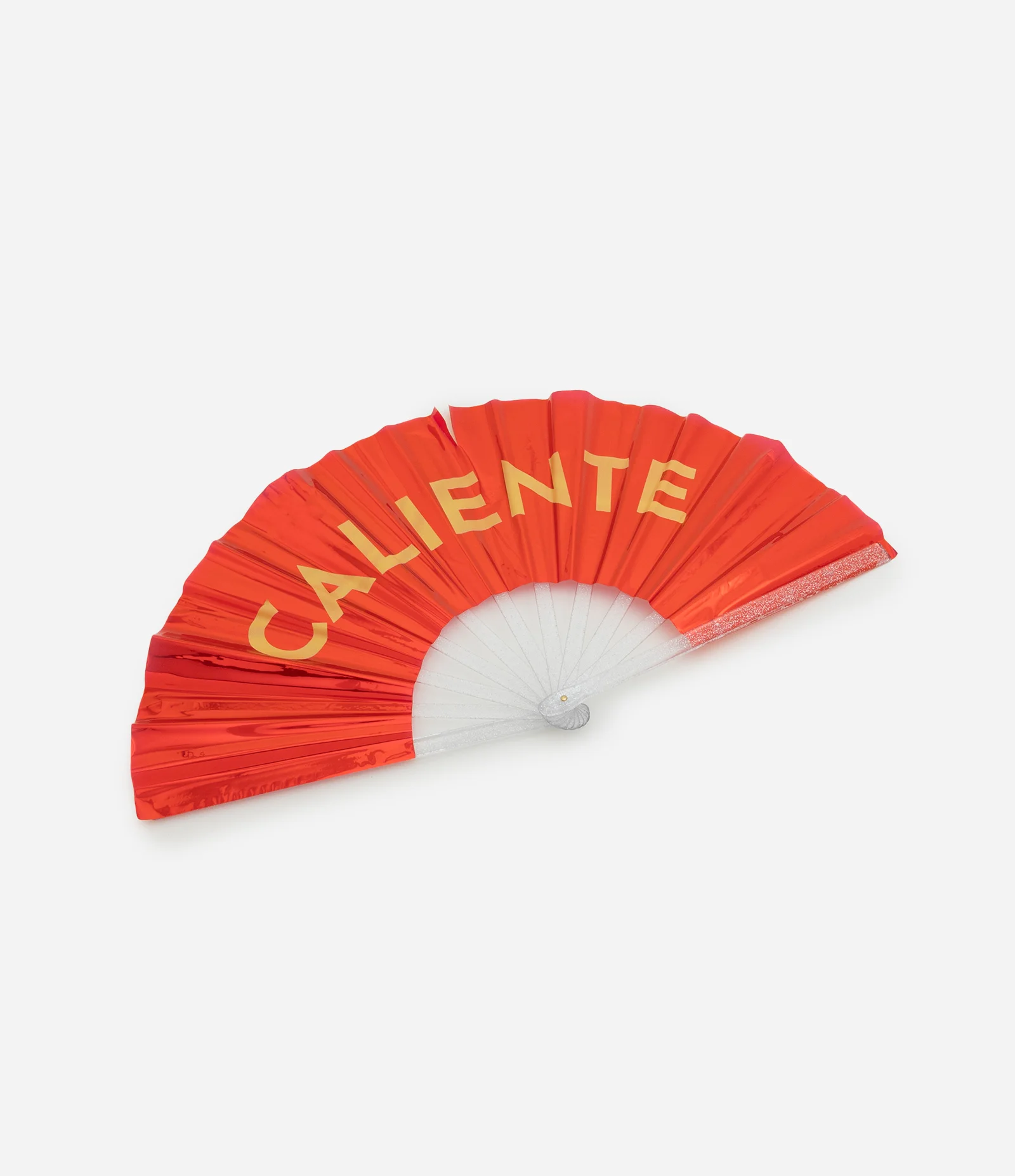 Leque em Plástico Metalizado com Lettering Caliente Vermelho 2
