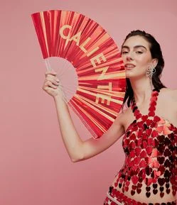 Leque em Plástico Metalizado com Lettering Caliente