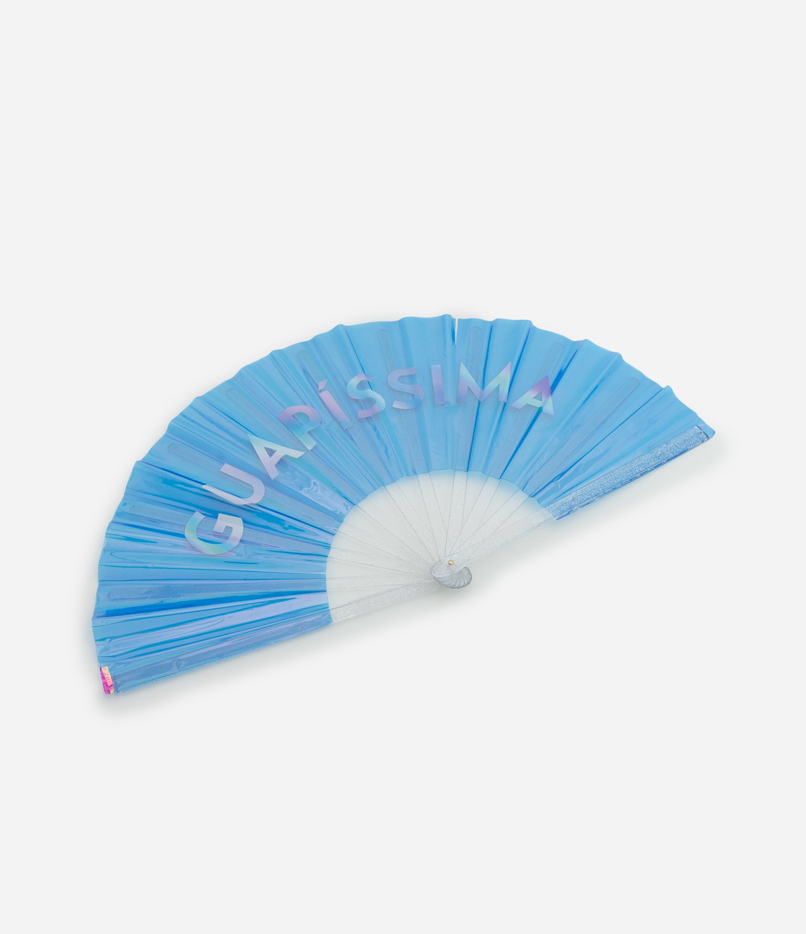 Leque em Plástico Metalizado com Lettering Guapíssima Azul 3