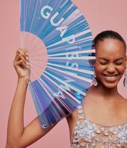 Leque em Plástico Metalizado com Lettering Guapíssima