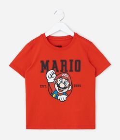 Camiseta Infantil com Estampa Mario de Nintendo - Tam 4 a 10 Anos