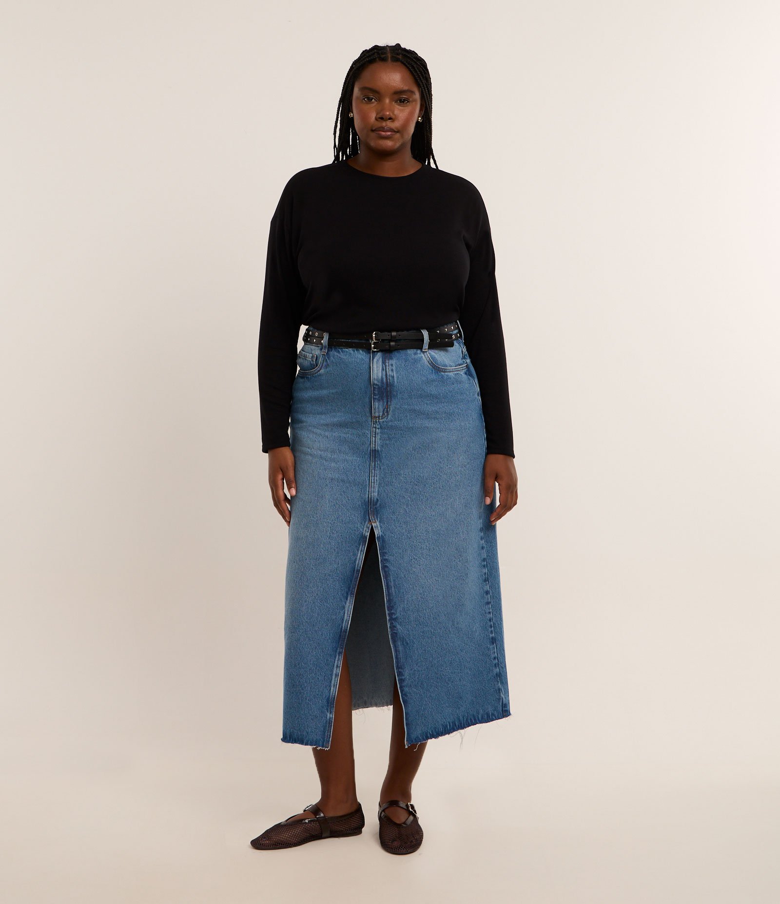 Blusa em Ribana com Ombro Deslocado Curve & Plus Size Preto 3